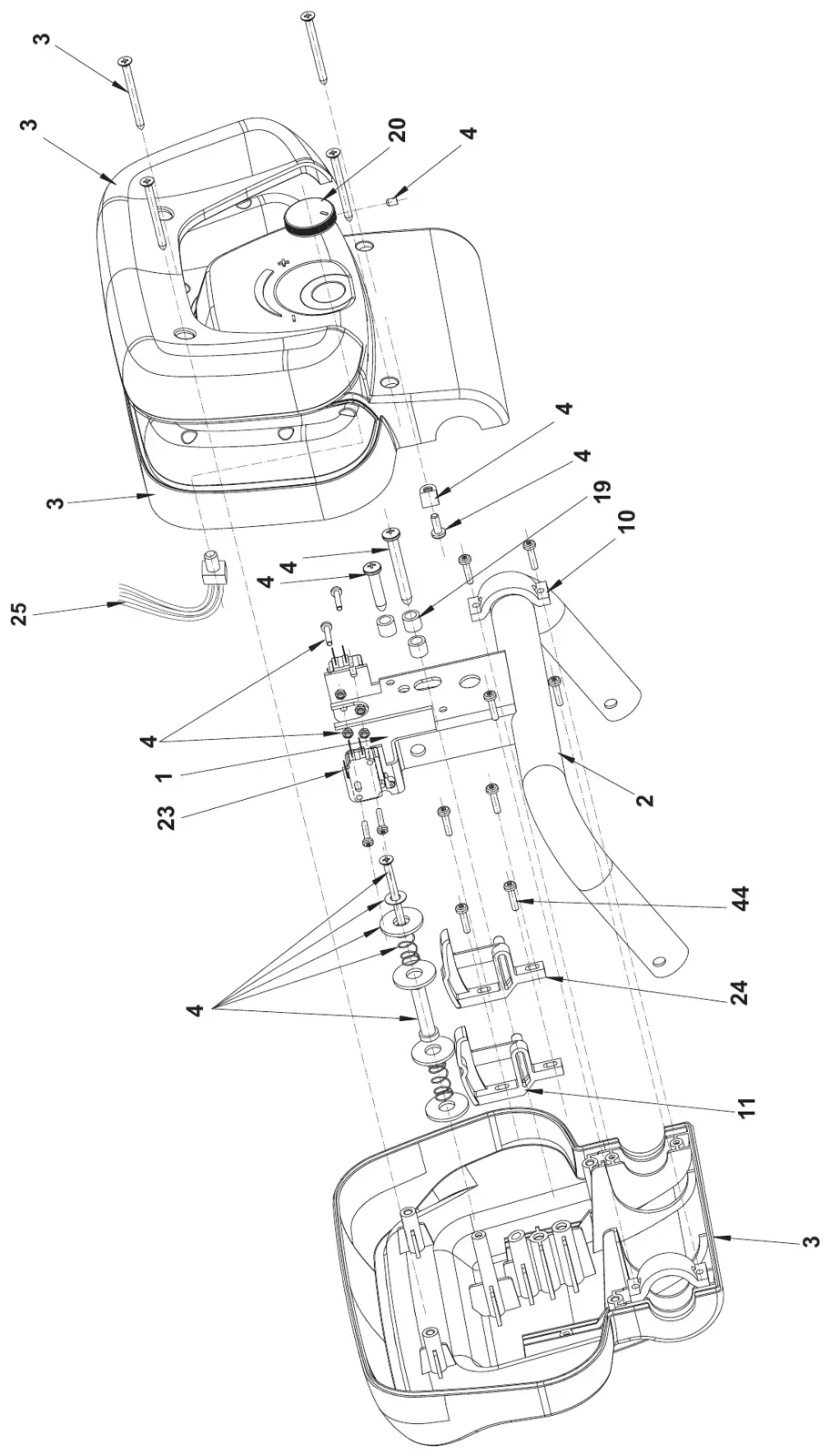 Advance Adfinity 20D / X20D / X20C / X24D handle assembly drawing, manual page 12