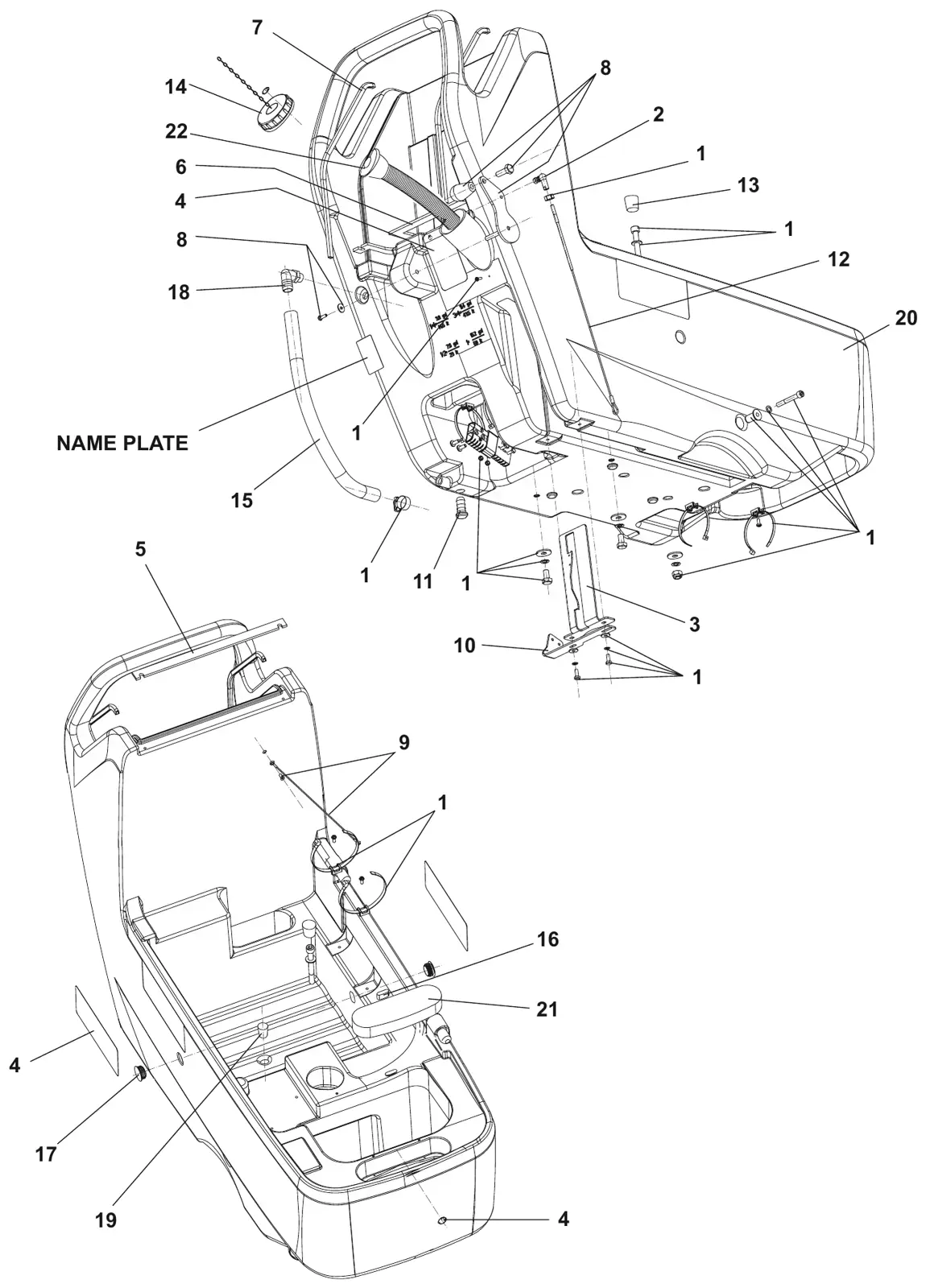 Advance Adfinity 20D / X20D / X20C / X24D solution tank drawing, manual page 4