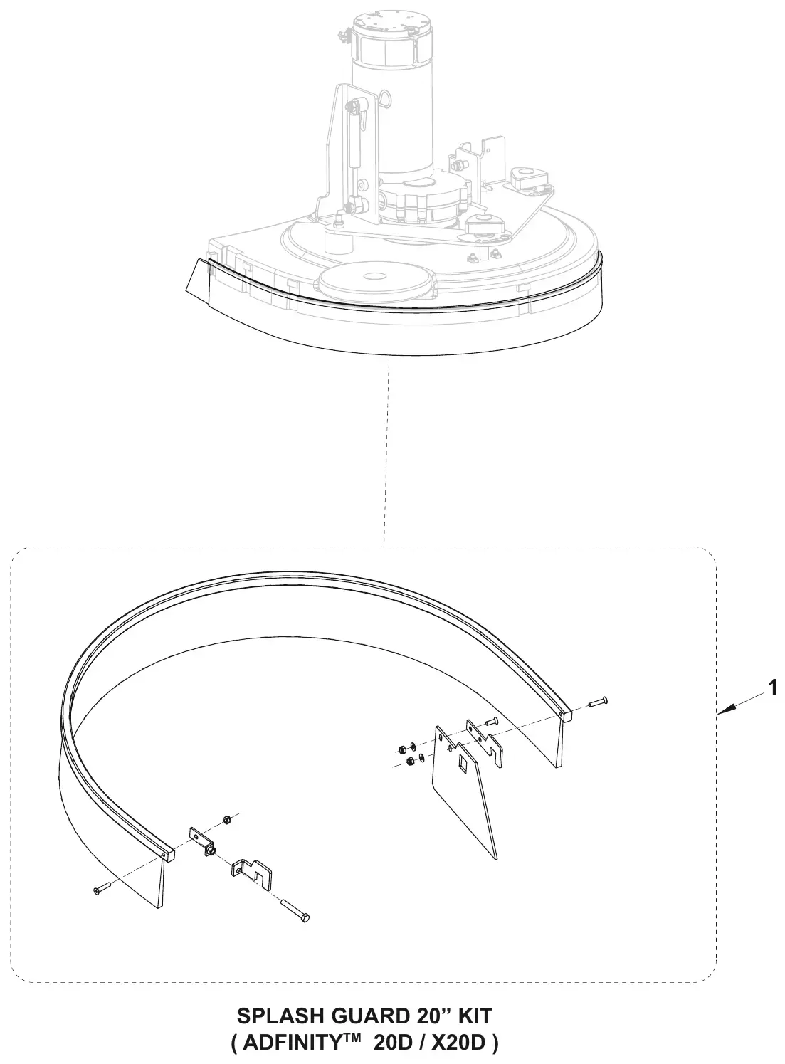 Advance Adfinity 20D / X20D / X20C / X24D splash guard, 20d / x20d drawing, manual page 26