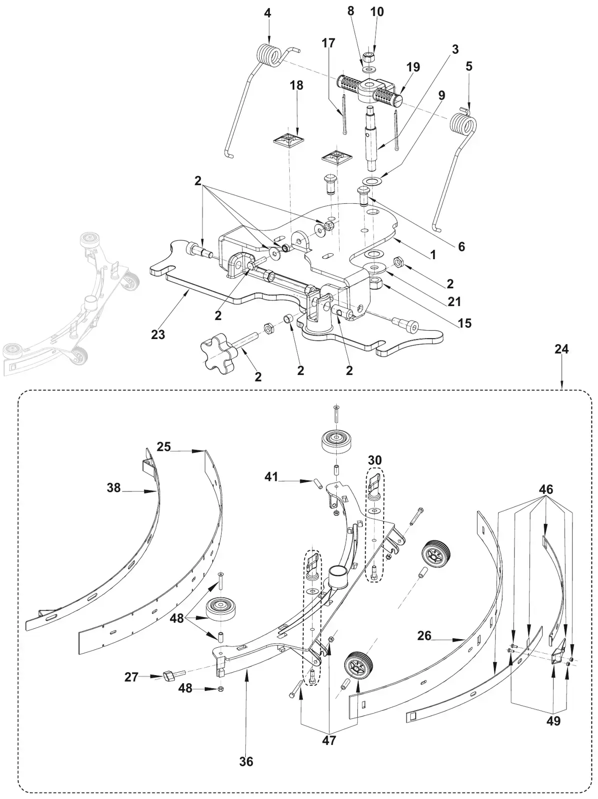 Advance Adfinity 20D / X20D / X20C / X24D squeegee system, 20d / x20d / x20c drawing, manual page 18