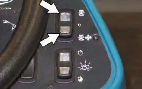 Arrows pointing to the top and bottom of the Pre-Sweep switch on the standard panel