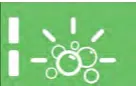 Detergent metering button, green, two bars lit