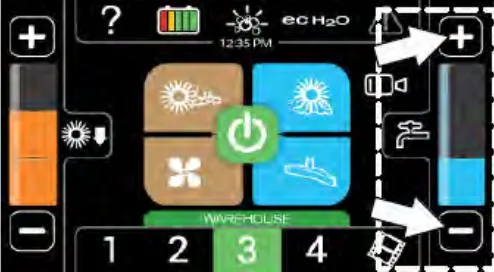 Pro-Panel with arrows pointing at the solution increase and decrease buttons on the right