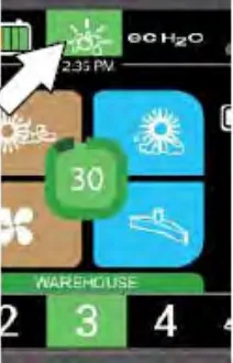 Pro-Panel touchscreen with an arrow pointing to the severe environment button