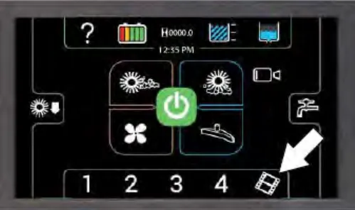 Pro-Panel with an arrow pointing at the video button at the lower right
