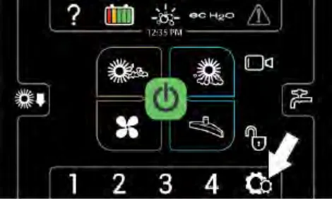 Supervisor operation screen with an arrow pointing to the settings button