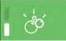 Detergent metering button, green, one bar lit