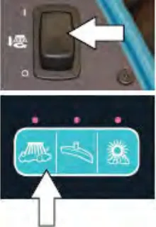 Standard panel: arrows pointing to the side brush switch and the side brush button