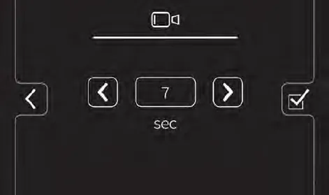 Rear view camera settings screen showing 7 sec with decrease and increase buttons