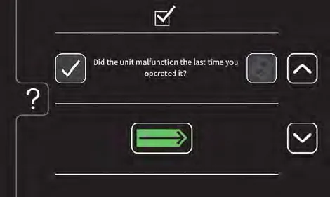 Checklist master list screen showing the question