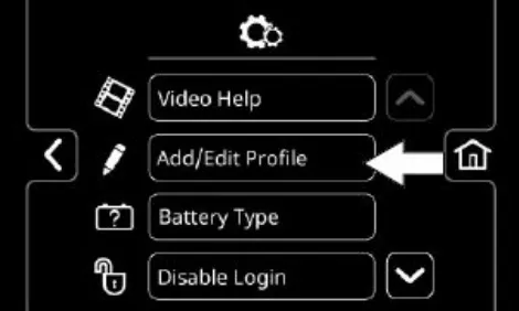 Supervisor settings menu with an arrow pointing to Add/Edit Profile