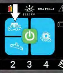 Pro-Panel touchscreen with an arrow pointing to the side brush button