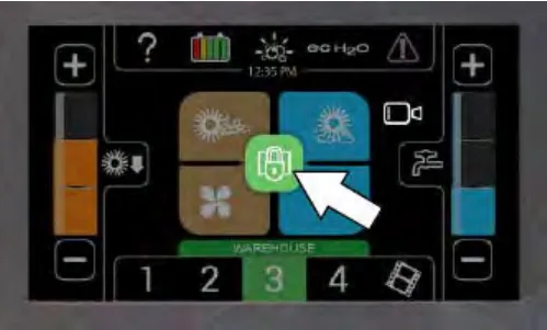 Pro-Panel with an arrow pointing at the screen lock icon in the center