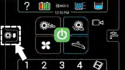 Pro-Panel with an arrow pointing at the brush pressure button at the left