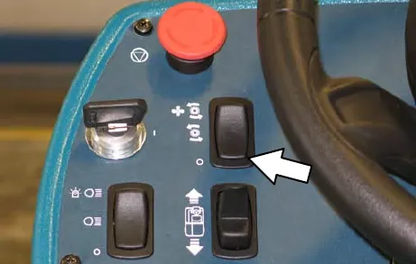 Control panel with an arrow pointing to the Pre-Sweep switch
