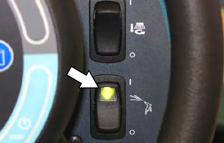Control panel with an arrow to the lit spray nozzle switch