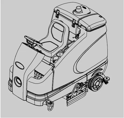 Tennant T16 rider scrubber, front three-quarter view
