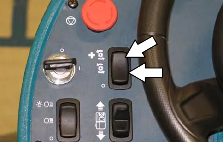 Control panel with arrows to the middle and top positions of the Pre-Sweep switch