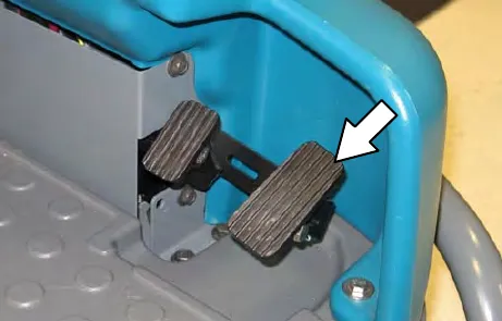Foot pedals with an arrow to the propel pedal