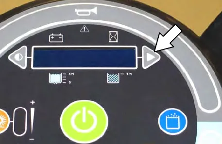 Touch panel with an arrow to the configuration mode button