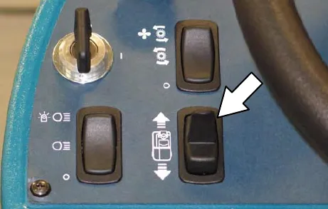 Control panel with an arrow to the directional switch