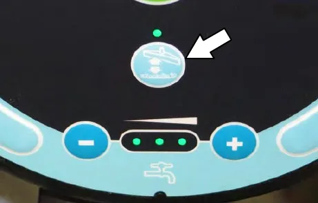 Touch panel with an arrow to the vacuum fan / squeegee button