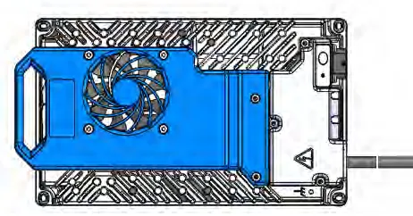 33A (1200W) lithium-ion battery charger, a blue-cased unit with a cooling fan