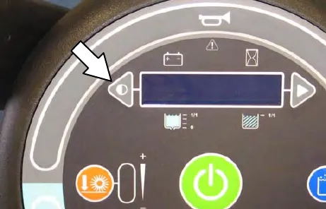 Touch panel with an arrow to the contrast control button