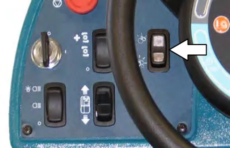 Control panel with an arrow to the severe environment switch