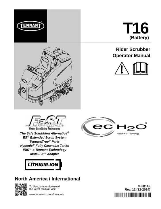 Tennant T16 Operator Manual 9008142 Rev. 12 (12-2024) cover