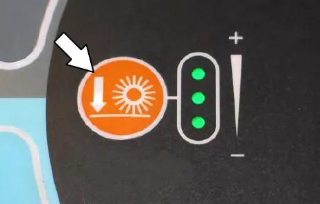 Brush pressure button and three brush pressure indicator lights