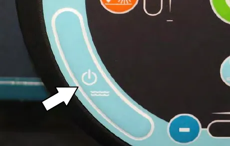Touch panel with an arrow to a solution on / off button