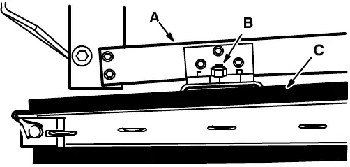 Cross bar: cross bar (A), squeegee frame nut (B) and squeegee assembly (C)