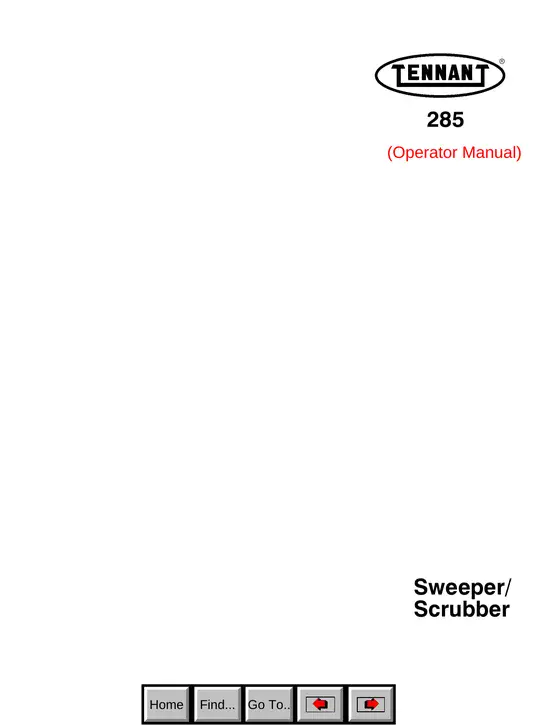 Tennant 285 Operator Manual MM191 Rev. 06 (6-90) cover