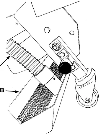 Debris hopper: vacuum hose (A) and debris hopper (B)