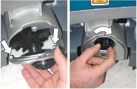 Fitting the idler plate onto the brush end, then turning the locking knob to secure it