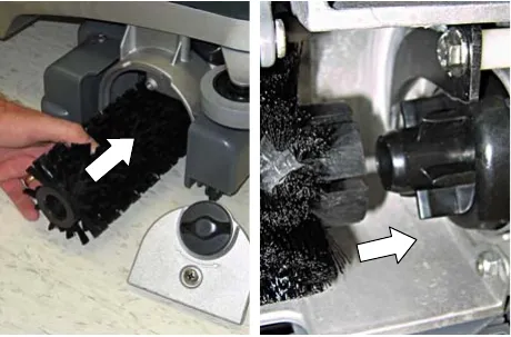 Sliding the slotted end of the brush onto the drive hub