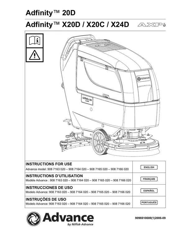 Advance Adfinity 20D / X20D / X20C / X24D Operator Manual 9096910000(1) Rev. 2006-09 cover