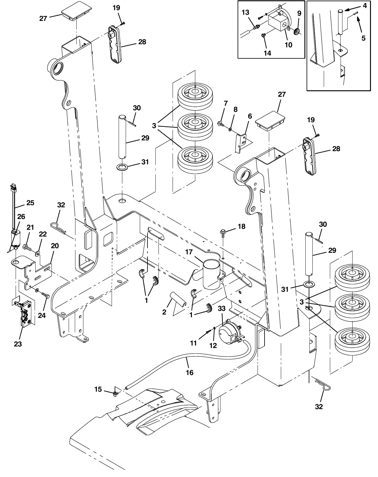 Tennant M20 hopper bumper group exploded view