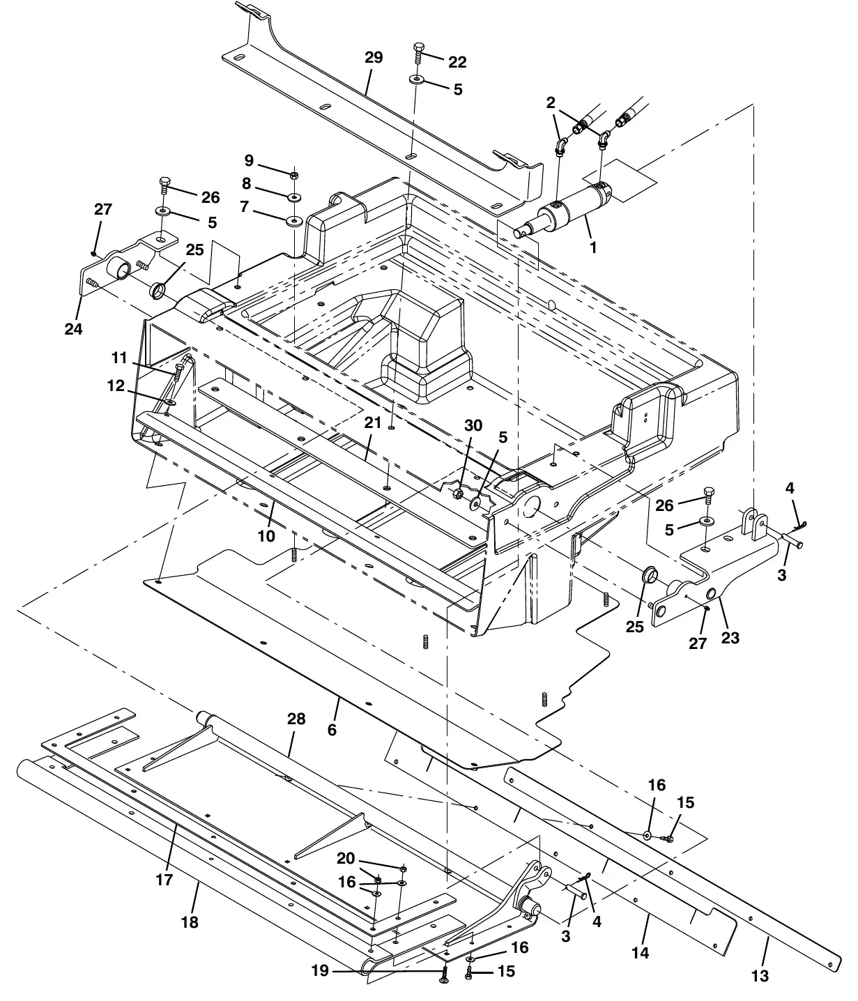 Tennant M20 hopper door group (003062 - ) exploded view