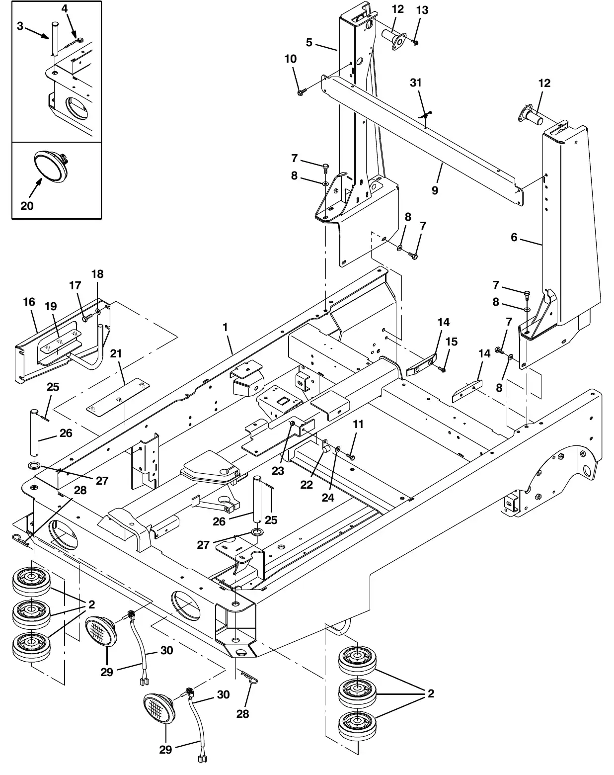 Tennant M20 main frame group exploded view