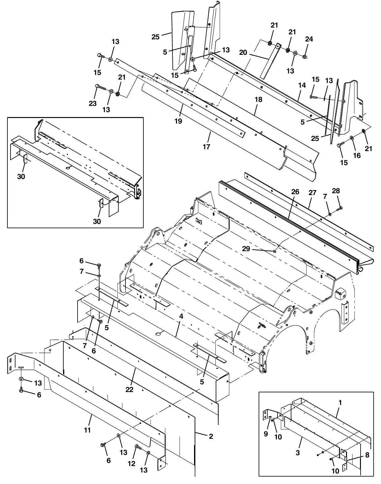 Tennant M20 cylindrical brush head skirt group exploded view
