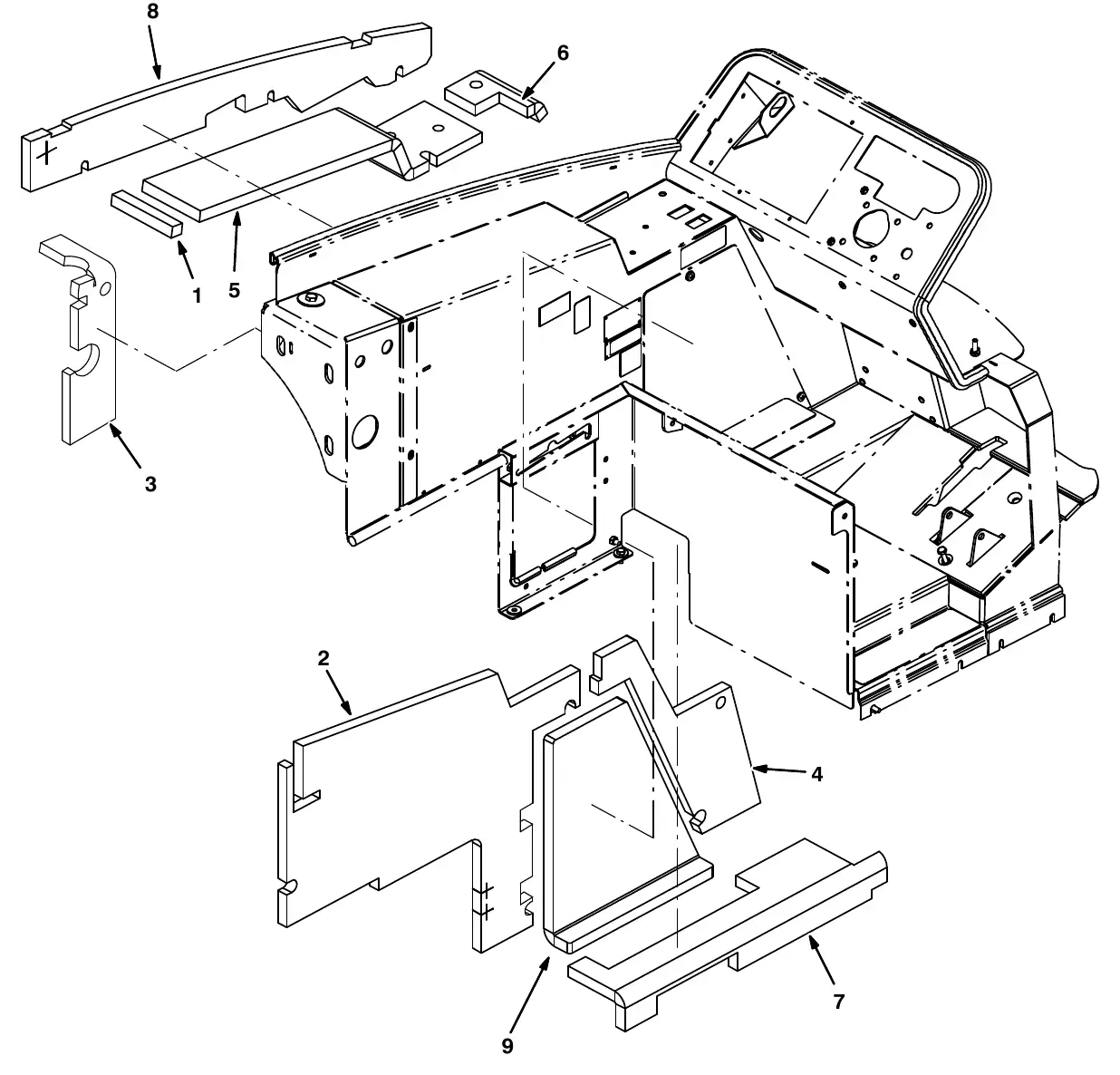 Tennant M20 operator station insulation group exploded view