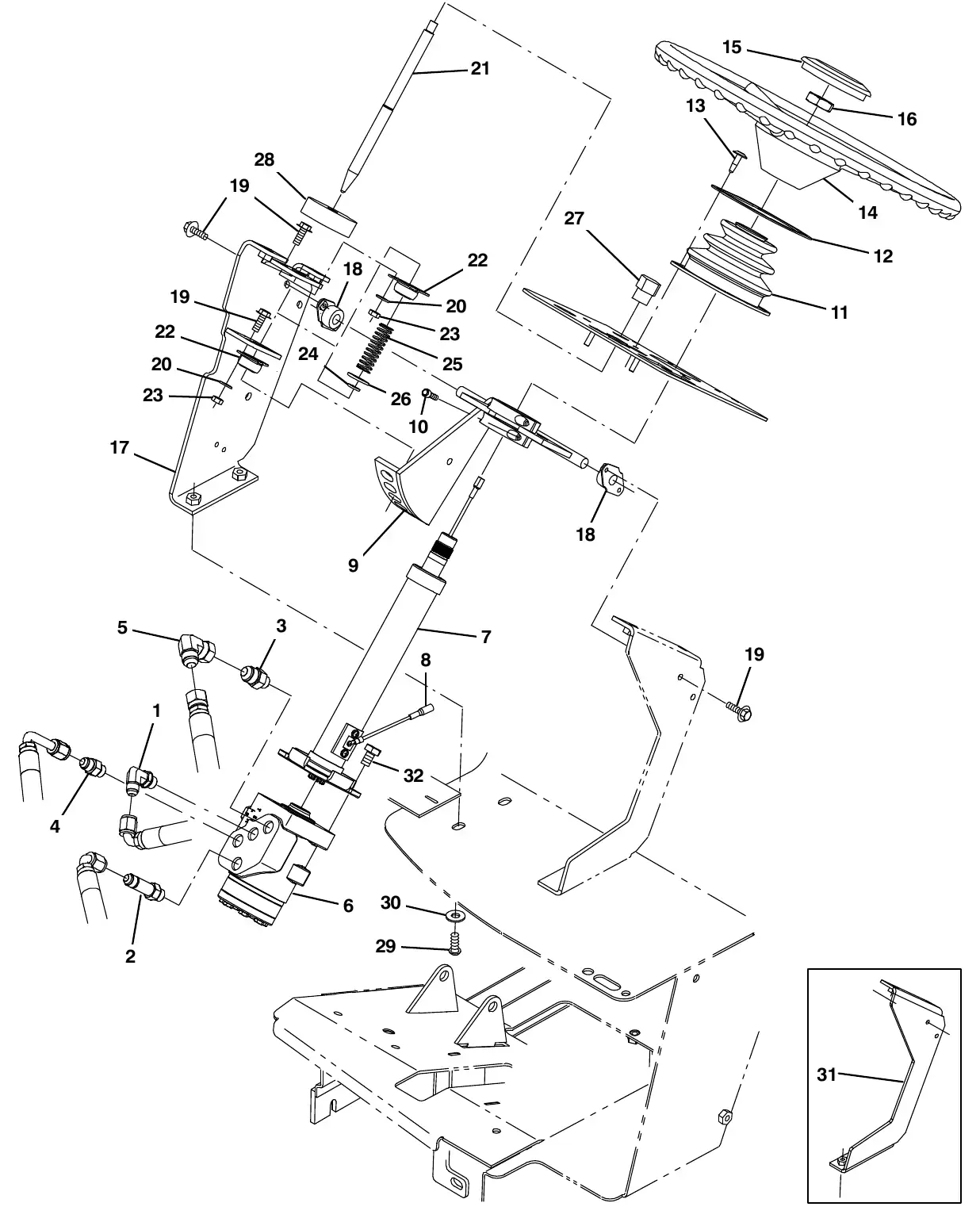 Tennant M20 steering group exploded view