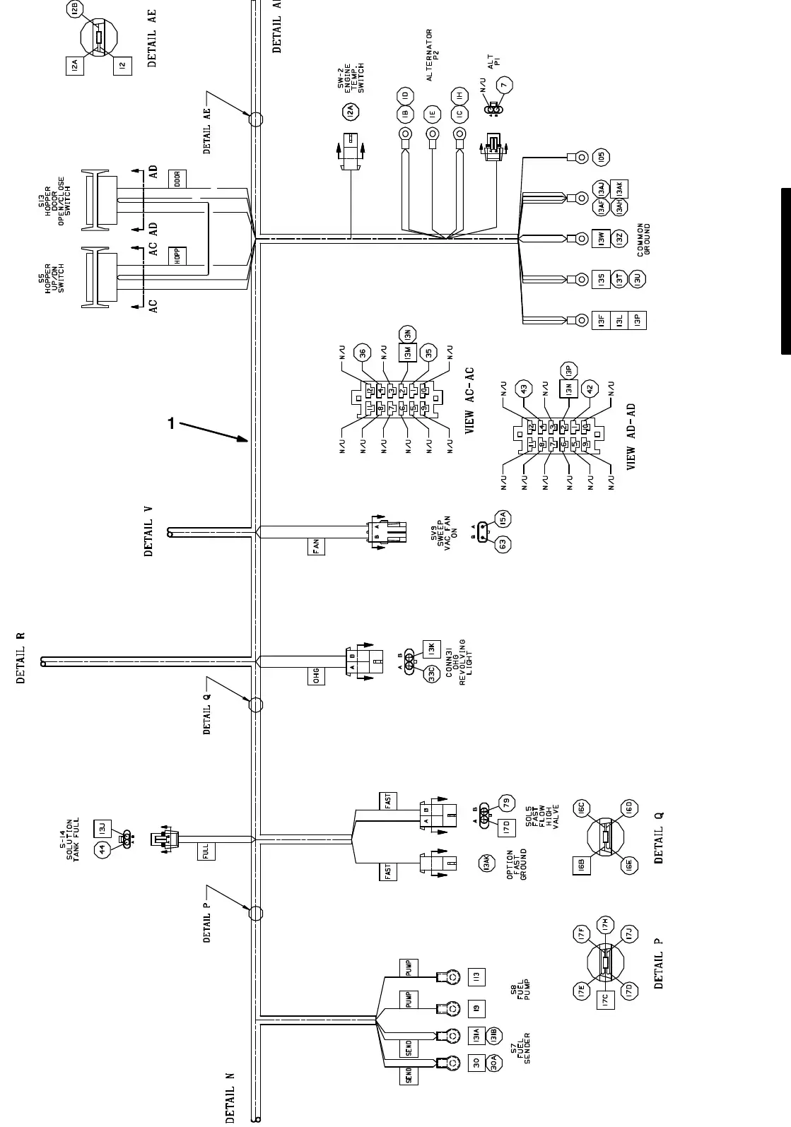 Tennant M20 electrical wire harness group, main exploded view (page 2)