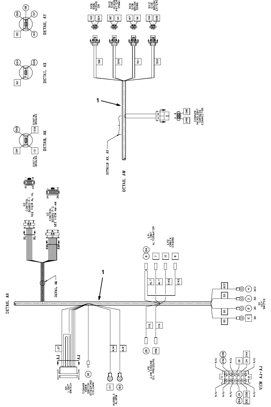Tennant M20 electrical wire harness group, main exploded view (page 5)