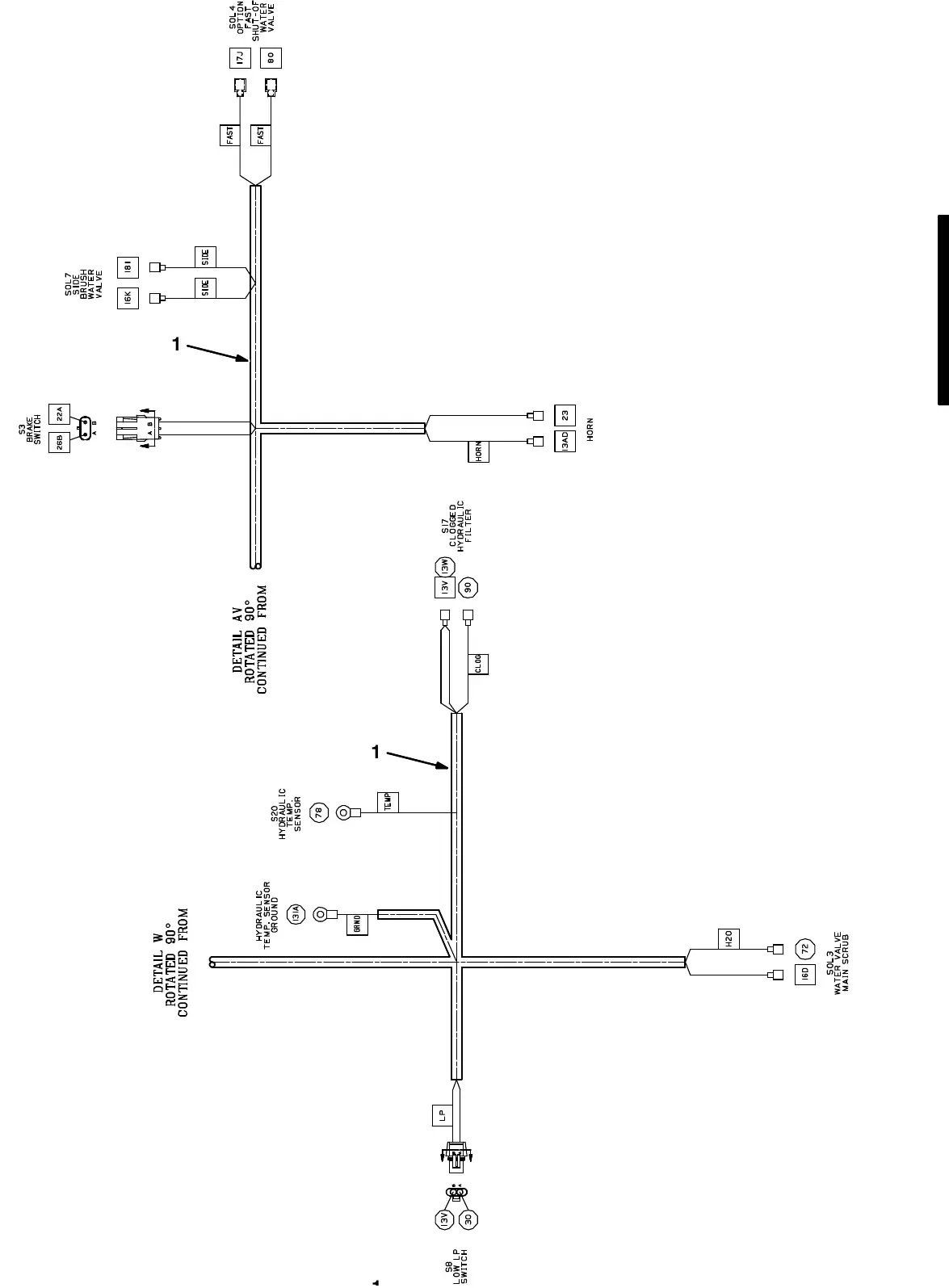 Tennant M20 electrical wire harness group, main exploded view (page 6)