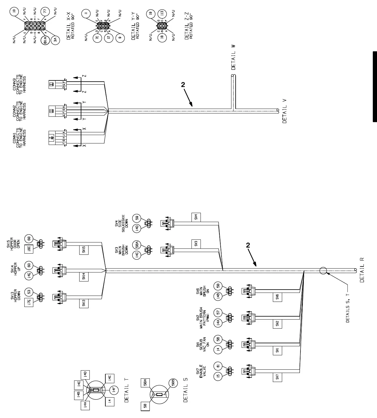 Tennant M20 electrical wire harness group, main exploded view (page 10)