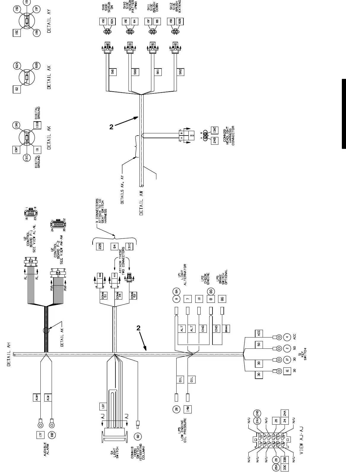 Tennant M20 electrical wire harness group, main exploded view (page 12)