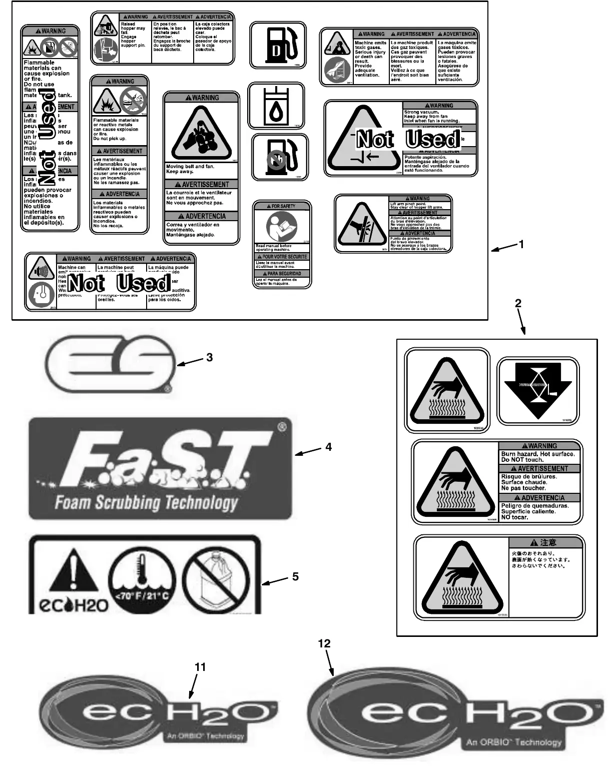 Tennant M20 label group exploded view